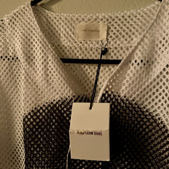 Aime Leon Dore — The Genesis Mesh Baseball Jersey Bright White Nas Paris - Picture 4 of 6